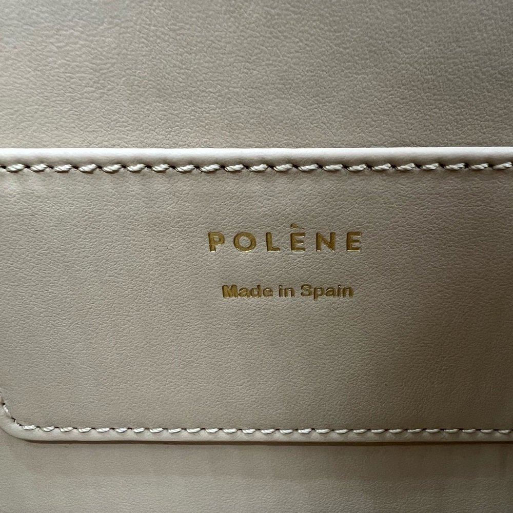 NEW POLÈNE Numero Six Sand Beige Leather Gold Hardware Round Clutch Wristlet - Picture 14 of 17